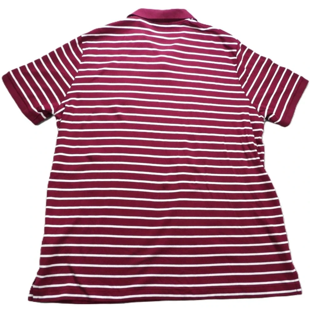Polo Ralph Lauren Classic Fit Shirt Men XL Burgundy Striped Cotton Pony Logo EUC